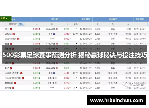 500彩票足球赛事预测分析 揭秘赢球秘诀与投注技巧